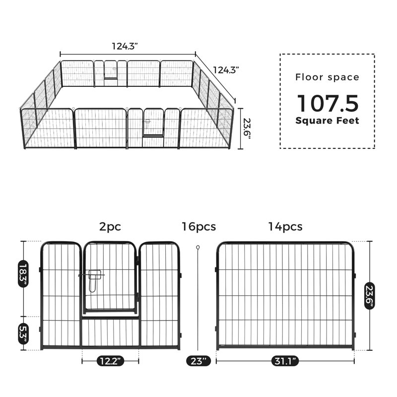 Smugdesk.com 16 Panel Heavy Duty Dog Exercise Pen & Reviews | Wayfair - Wall Panel Sets For Dog Exercise Pens